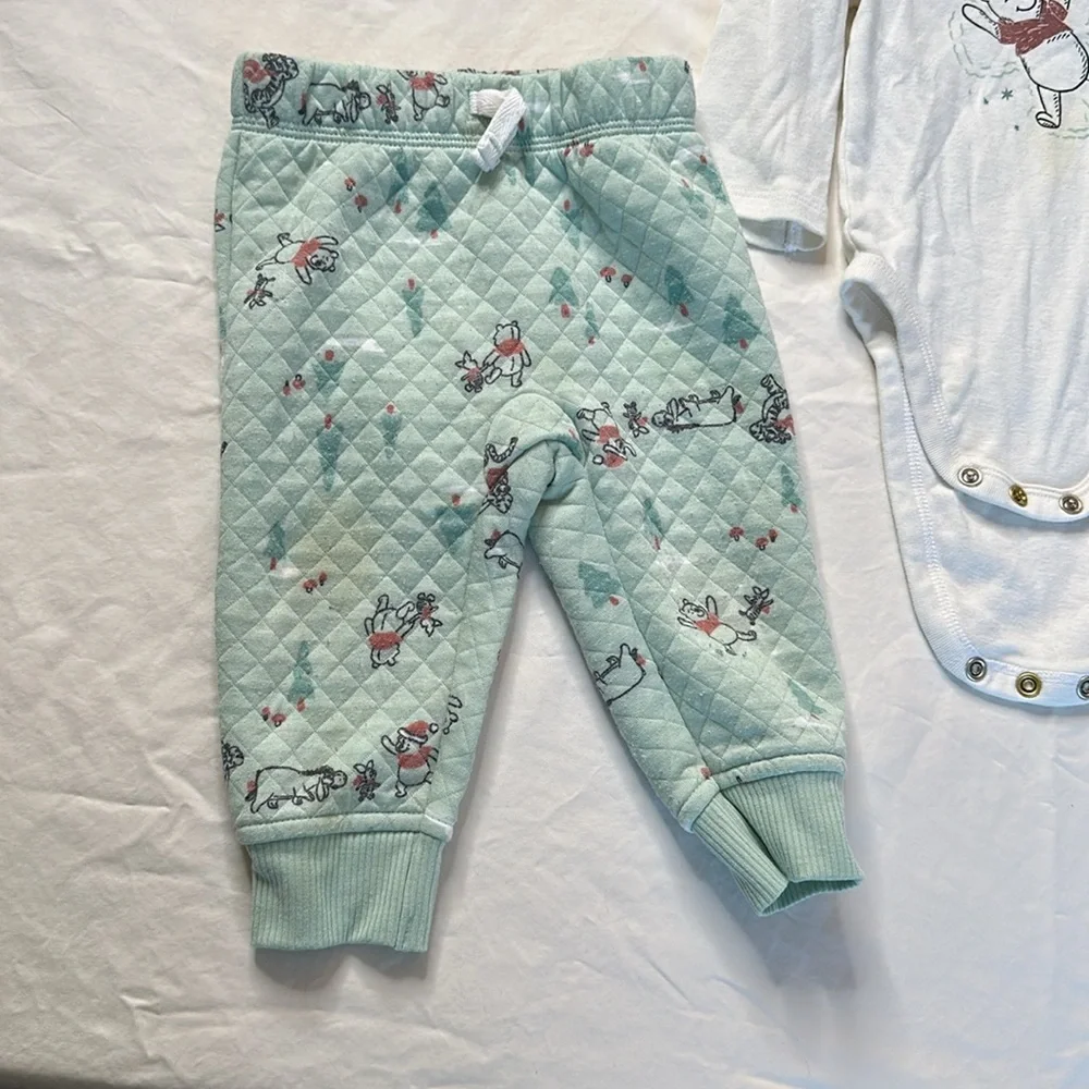 Disney Baby size 9 month bundle Pink Minnie Mouse Onesie, Winnie the Pooh outfit